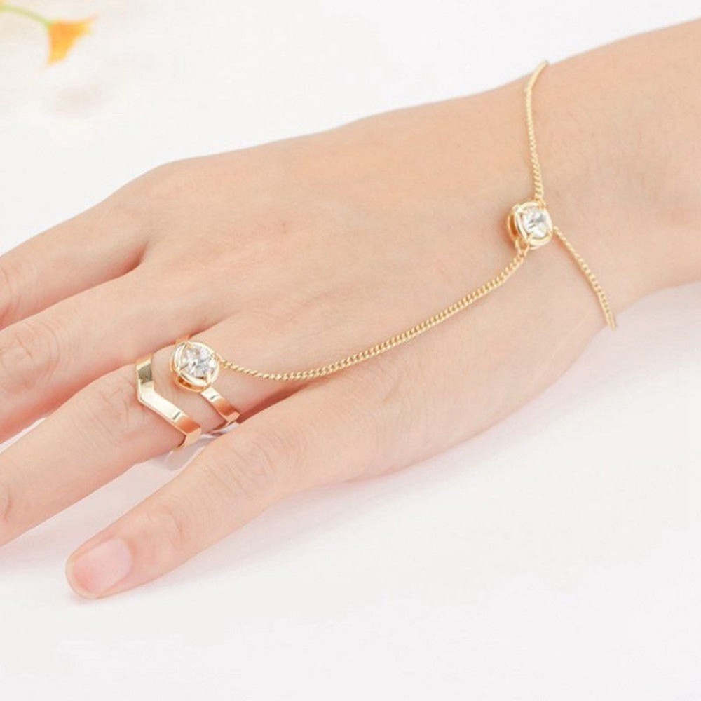 Gold Rhinestone Ring Bracelet